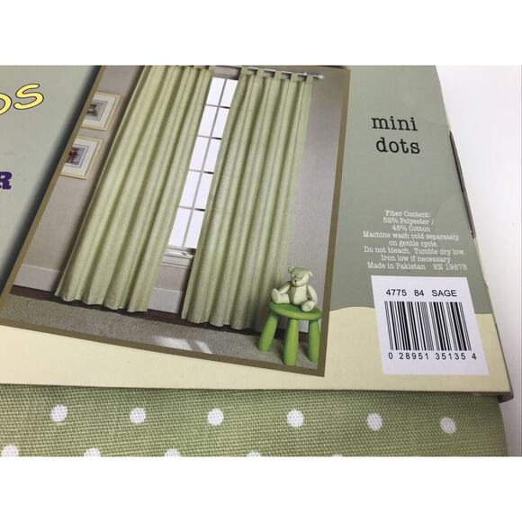 BL Home Kids Green Polka Dot Tab Top Panel Pair Window Panels 80"x84" New - Picture 8 of 12